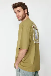 Trendyol Khaki Oversize Skateboard Printed 100% Cotton T-Shirt #9265172