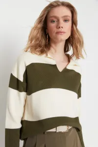 Trendyol Khaki Color Block Pletený sveter