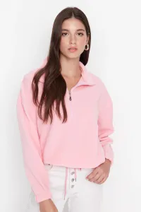Trendyol Light Pink Zipper Detailed Fleece Knitted Sweatshirt #5037367