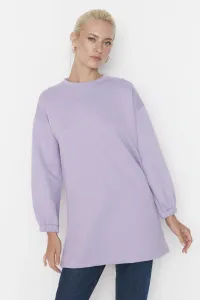 Trendyol Lilac Crew Neck Quilted Knitted Sweatshirt