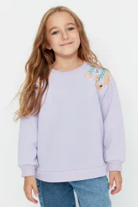 Trendyol Lilac Flower Embroidered Girls Knitted Thin Sweatshirt