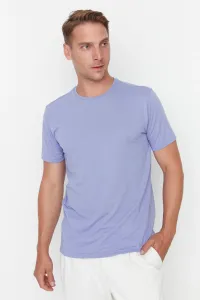 Trendyol Lilac Pánsky základný pravidelný/pravidelný strih, tričko s krátkym rukávom s výstrihom #775233