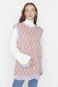 Trendyol Lilac Geometric Patterned Knitwear Sweater #5061213
