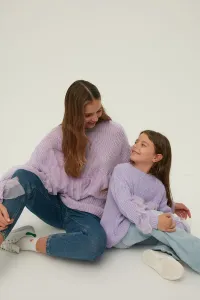 Trendyol Lilac Tulle Girls' Knitwear Sweater with Ruffle Detail #4752579