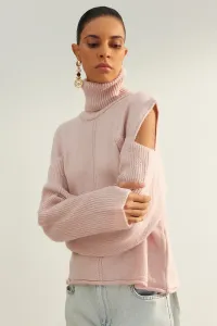 Trendyol limitovaná edícia ružového rukáva detailný pletený sveter