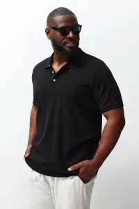 Trendyol Plus Size Men's Black Regular/Normal Cut Basic 100% Cotton Polo Collar T-shirt
