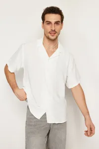 Trendyol White Oversize Fit Summer Short Sleeve Linen Look Shirt #8971826