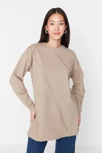 Trendyol Mink Ribbed Front Knitted Tunic