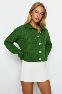 Trendyol Mint Polo Collar Knit Detailed Knitwear Cardigan