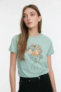 Trendyol Mint Printed Basic Knitted T-Shirt #4423147