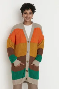 Trendyol Multicolored Color Block Button Detailed Knitwear Cardigan