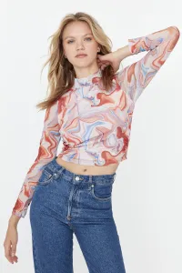Trendyol Multicolor Crop Ruffle Detailed Knitted Blouse