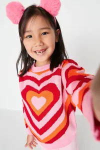 Trendyol Girls Multi Color Heart Patterned Knitwear Sweater #5346765