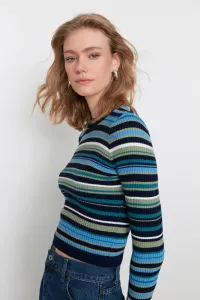 Trendyol Navy Blue Crop Pletený sveter