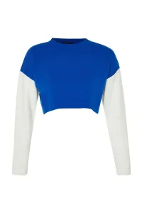 Trendyol Navy Blue Crop Color Block Knitwear Sweater #9247828