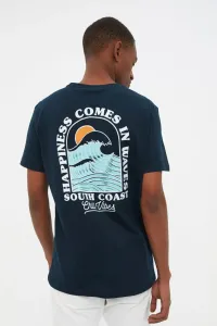 Trendyol Navy Blue Men's Regular/Regular Cut Crew Neck City Printed 100% Cotton T-Shirt