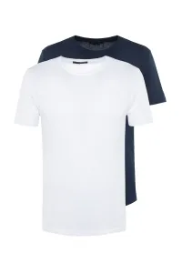 Trendyol Navy Blue Basic Slim Fit 100% Cotton 2-Pack Crew Neck Short Sleeve T-Shirt #4310985