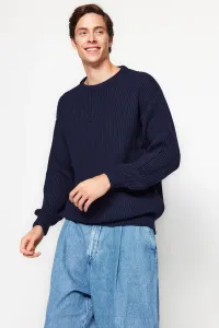 Trendyol Navy Blue Men's Oversize Fit Wide fit Crew neck Basic Knitwear Sweater #5058952