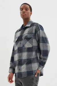 Trendyol Navy Blue Men's Oversize Lumberjack Plaid Shirt
