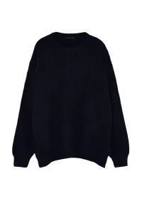 Trendyol Navy Blue Plus Size Men's Oversize Fit Wide fit Crew Neck Basic Knitwear Sweater