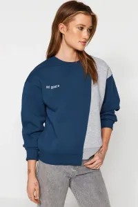 Trendyol Navy Blue Printed Basic Knitted Sweatshirt #8592082