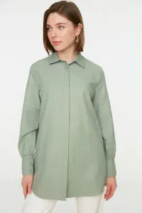 Trendyol Light Khaki Hidden Pops Cuff Detail Woven Shirt