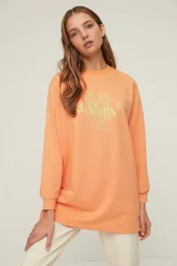 Trendyol Orange Crewneck Knitted Sweatshirt with Print Detailed #4315229