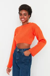 Trendyol oranžový super crop pleteninový sveter