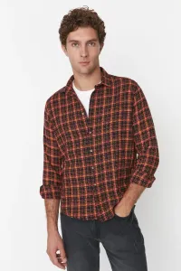 Trendyol Men's Orange Regular Fit Plaid Tweed Shirt #777406