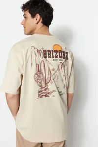 Trendyol pánske oversize/wide cut tropical print crew tričko s krátkym rukávom 100% bavlna