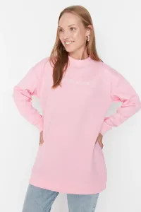 Trendyol Pink Stand-Up Collar Front Printed Knitted Sweatshirt #5037412