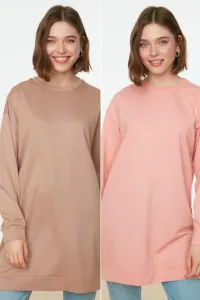 Trendyol Pink-Mink 2-Pack Crew Neck Basic Knitted Sweatshirt