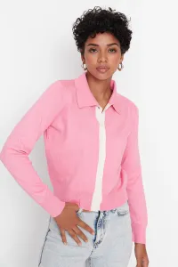 Trendyol Pink Polo Collar Knitwear Cardigan #781921