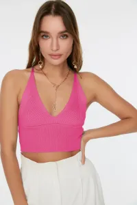 Trendyol Pink Super Crop Back Detailed Knitwear Blouse #4968659