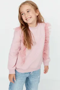 Trendyol Pink Tulle Detailed Girls Knitted Sweatshirt