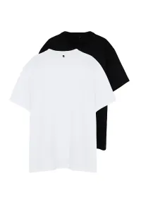 Trendyol Large Size Men's T-Shirts 2 Pack Comfortable 100% Cotton Regular/Normal Fit T-Shirts