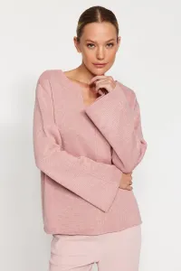 Trendyol prášok udržateľnejší pletený sveter s výstrihom do V