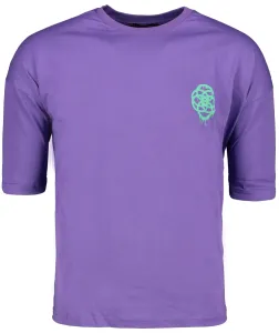 Trendyol Purple pánske oversize/široké strihy crew neck krátky rukáv geometrická potlač 100% bavlnené tričko