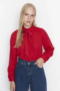Trendyol Red Woven Collar Blouse With Tie Detail