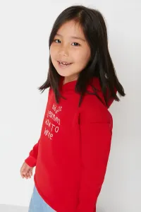 Trendyol Red Hoodie Girl Printed Knitted Sweatshirt