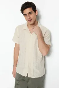 Trendyol Beige Men's Regular Fit Textured Summer Linen Look Shirt