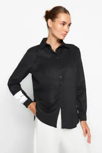 Trendyol X Sagaza Studio Black Woven Poplin Shirt #7624327