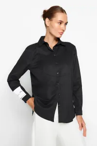Trendyol X Sagaza Studio Black Woven Poplin Shirt #7624329