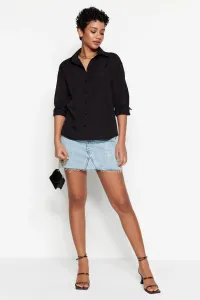 Trendyol Black Basic Oversize Woven Cotton Shirt