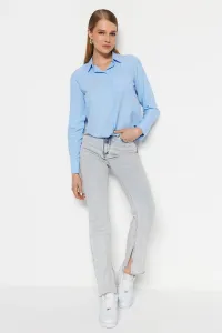 Trendyol Blue Pocket Cotton Basic Woven Shirt