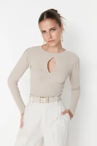 Trendyol Stone Cut Out Detailed Ribbed Knitted Blouse
