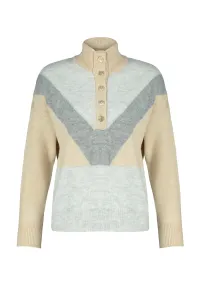 Trendyol béžová jemná textúrovaná farba blok pletený sveter #6790754