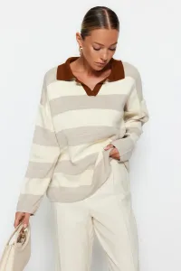 Trendyol Stone Wide fit Color Block Pletený sveter