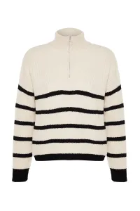 Trendyol Stone Soft Texture Pletený sveter na zips