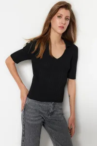Trendyol Black Polo Collar Basic Knitwear Sweater #5746813